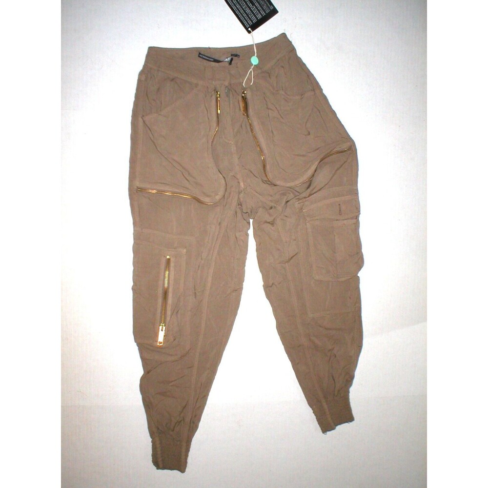 New Womens Designer Pants Italy 40 2 4 Brown Viscose Gaetano Navarra Jogger NWT